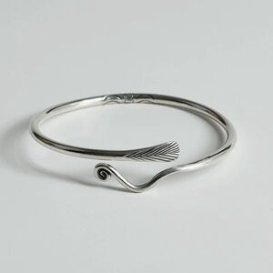 NEW Women's Feather‎ 925 Sterling Silver Bracelet, Adjustable Cuff